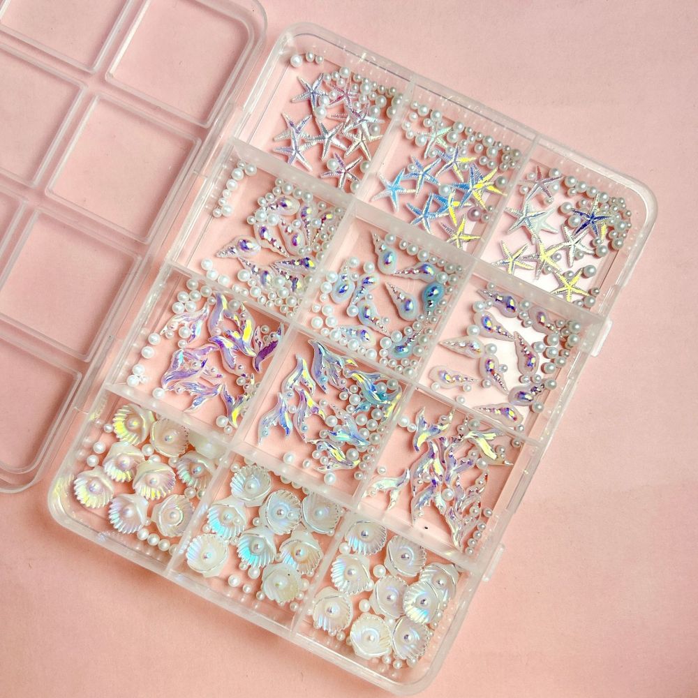 Ocean Shell Pearl 3D Nail Charms Set