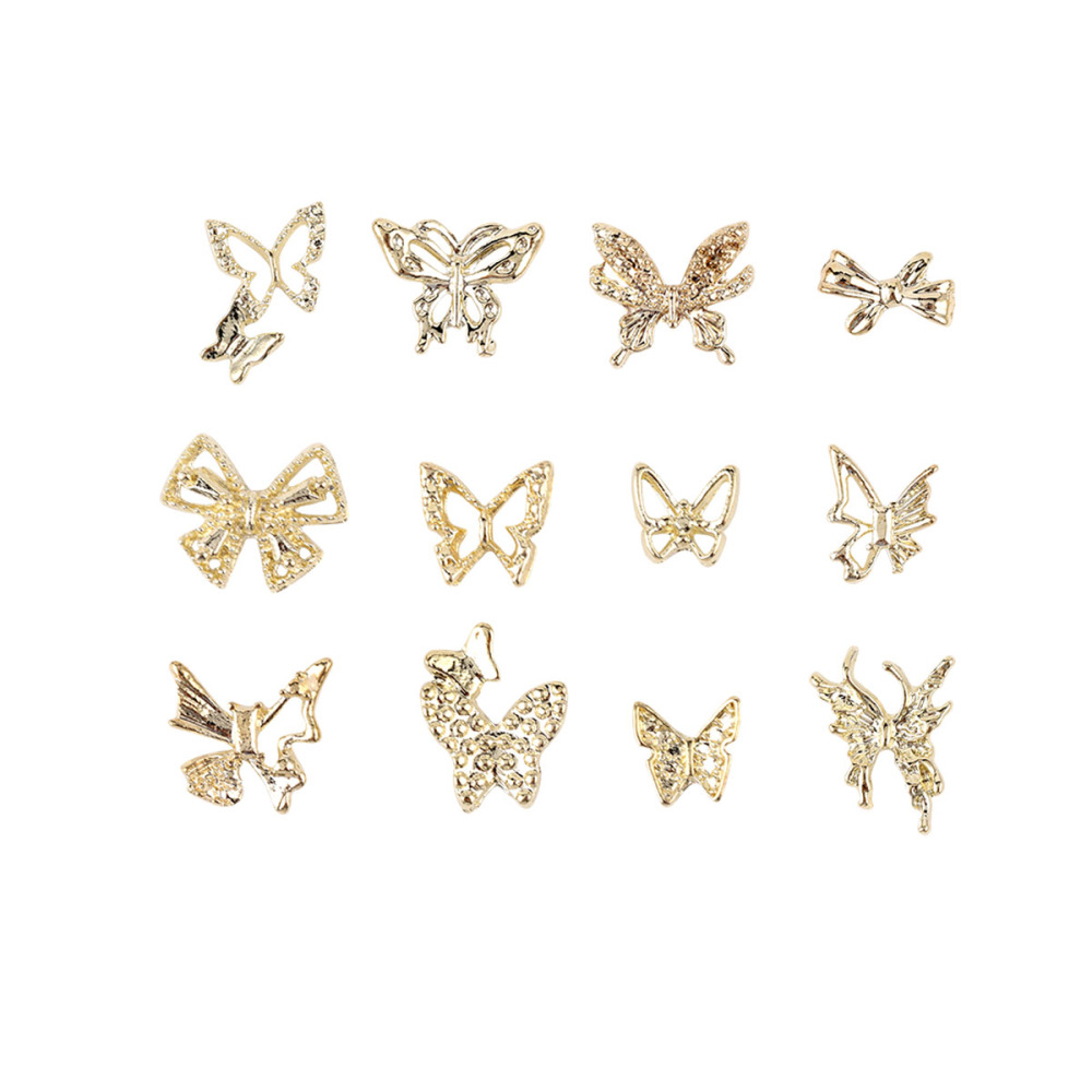 Assorted Butterfly and Bow Metal Nail Charms
