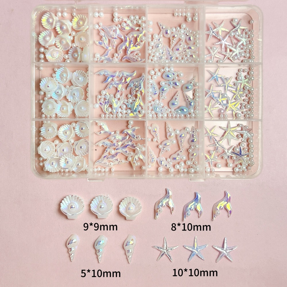 Ocean Shell Pearl 3D Nail Charms Set