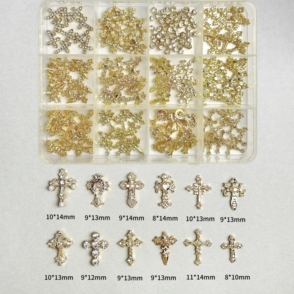 Cross Butterfly Pearl Rhinestone Alloy 3D Nail Charms