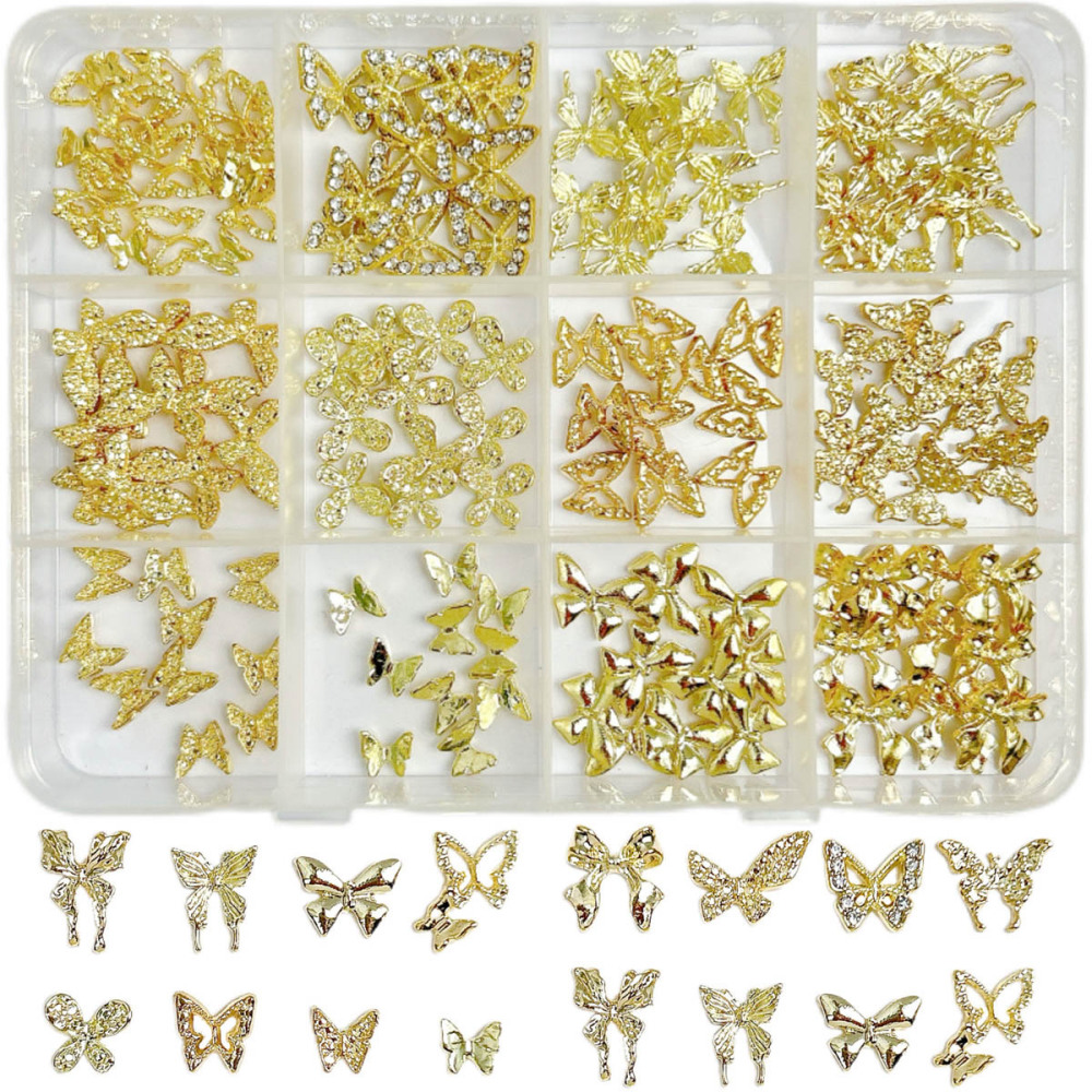 Cross Butterfly Pearl Rhinestone Alloy 3D Nail Charms