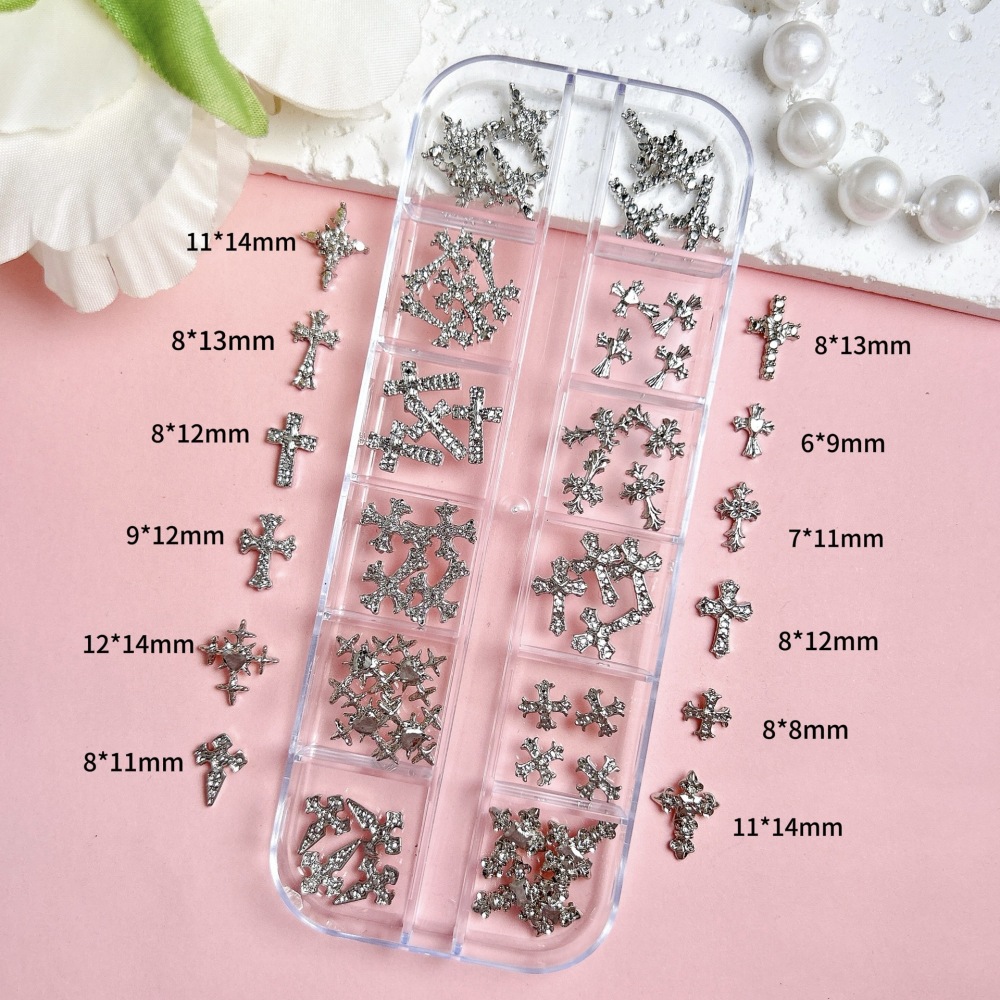 Cross Butterfly Pearl Rhinestone Alloy 3D Nail Charms