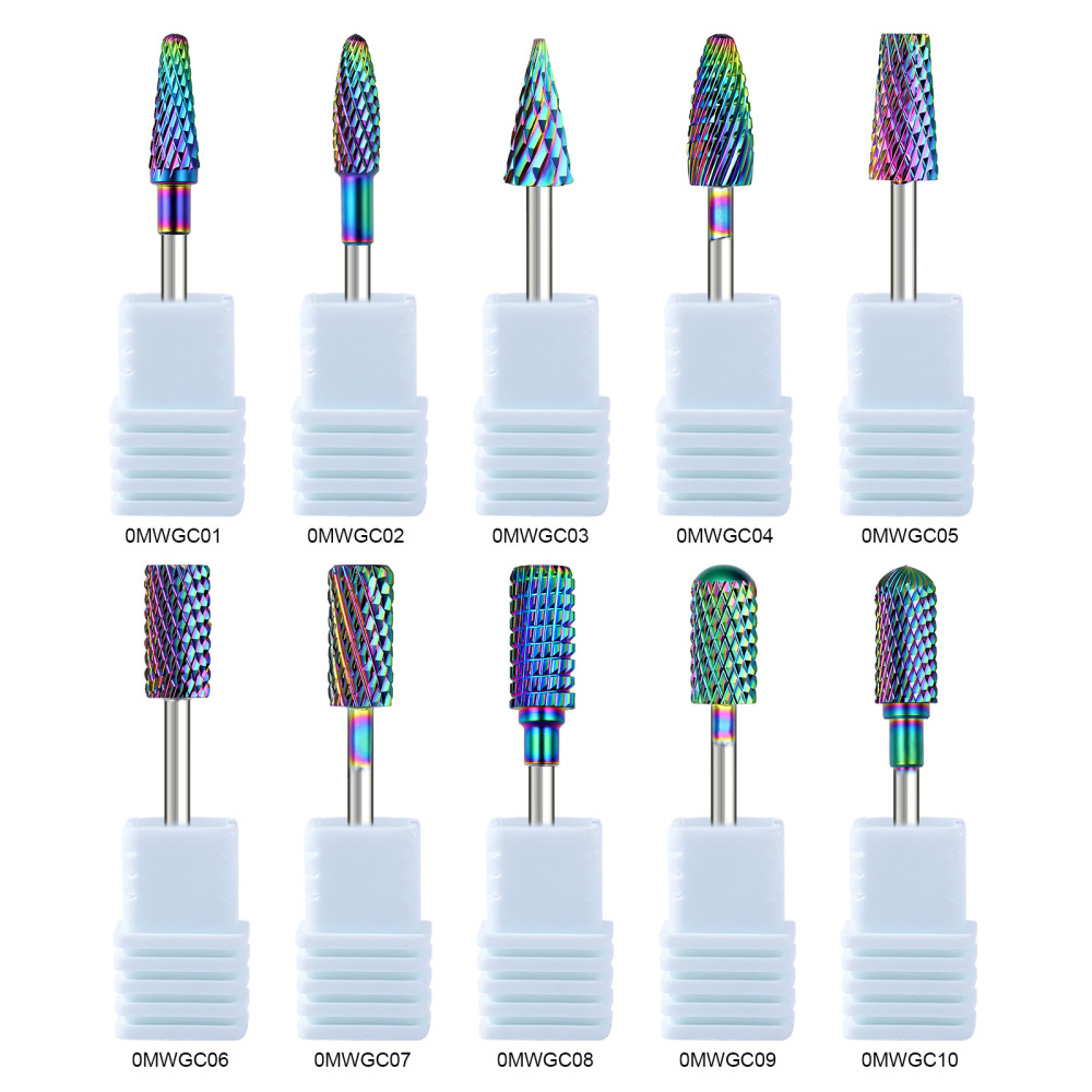 Rainbow Coated Tungsten Carbide Nail Drill Bits