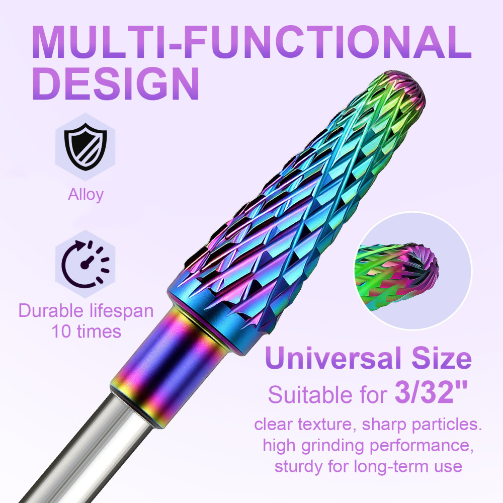 Rainbow Coated Tungsten Carbide Nail Drill Bits