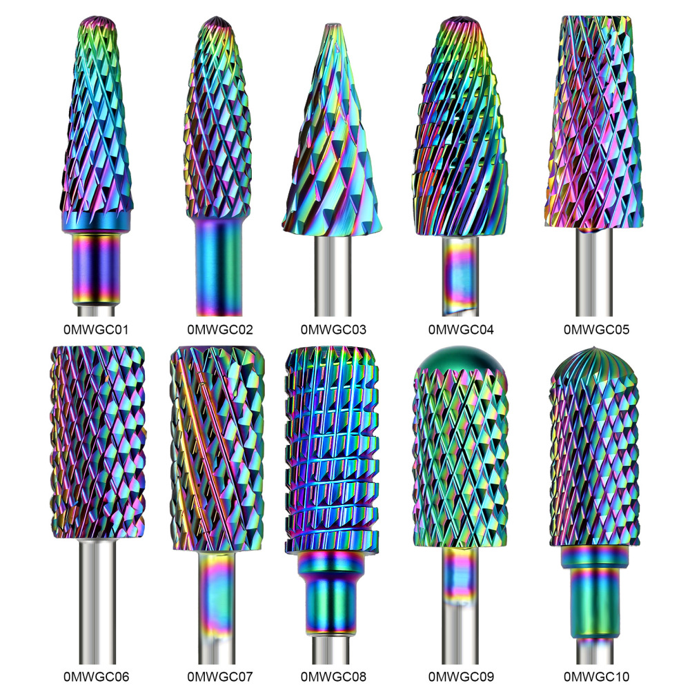 Rainbow Coated Tungsten Carbide Nail Drill Bits
