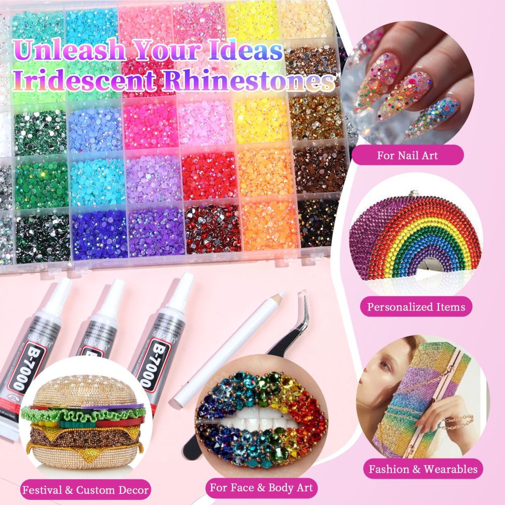 48Grids 3mm Resin Rhinestones Kit with B7000 Glue