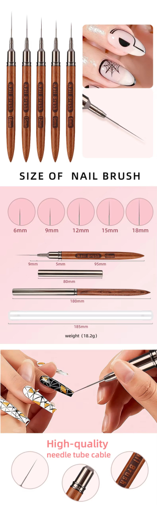 Wood Handle Nail Liner Brush