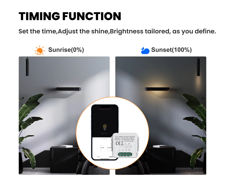 Tuya 1/2 Gang WiFi Zigbee Breaker Relay Smart Light Dimmer Switch