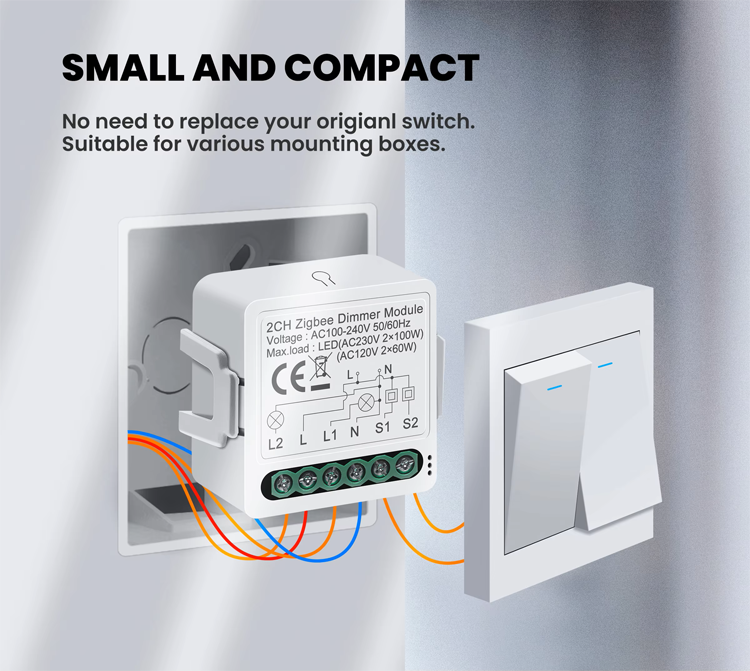 Tuya 1/2 Gang WiFi Zigbee Breaker Relay Smart Light Dimmer Switch