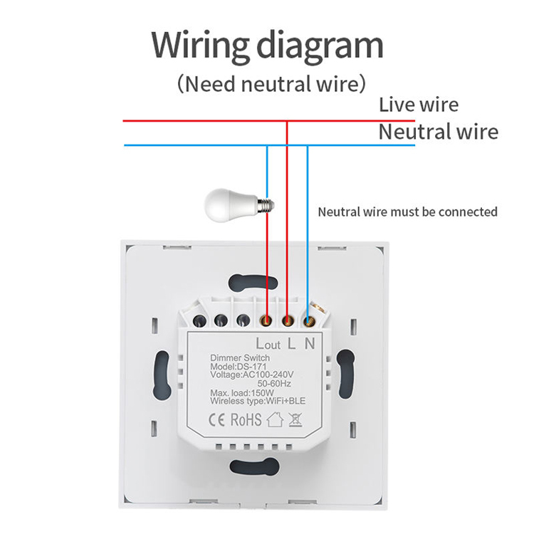 WiFi Smart Touch Dimmer Switch, Touch Panel, One-Touch Control of Home Lighting