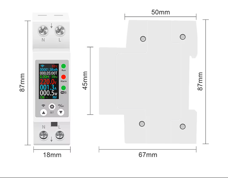 Tuya App-Controlled WiFi Single-Phase Energy Meter with