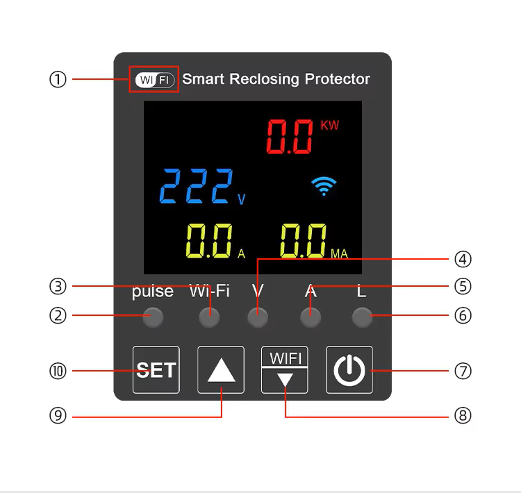 TUYA WiFi 63A Smart Circuit Breaker, Single‑Phase Earth Leakage Protector with kWh Meter