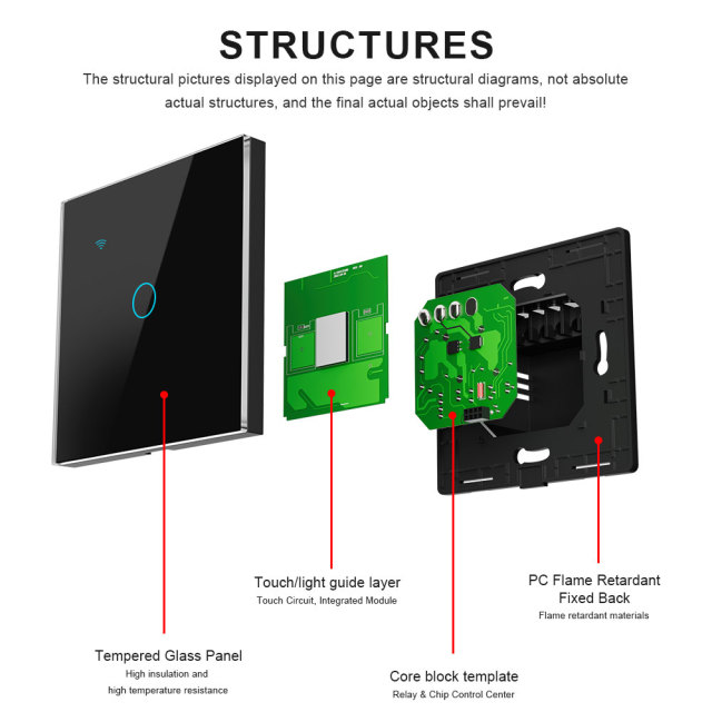 Matter Wi-Fi 1-Gang Smart Touch Switch (Supports Single-Wire & Live-Neutral Wiring)