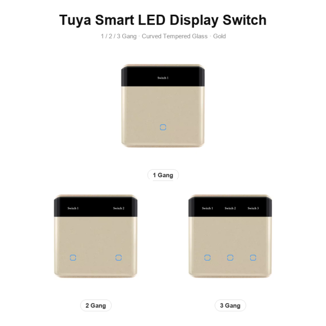 Tuya Smart LED Display 2-Gang WiFi Light Switch, N+L Neutral Wire, Works with Smart Life, Alexa & Google Home, for UK/EU Smart Home