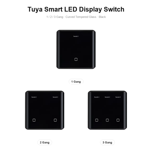 Tuya Smart LED Display 2-Gang WiFi Light Switch, N+L Neutral Wire, Works with Smart Life, Alexa & Google Home, for UK/EU Smart Home