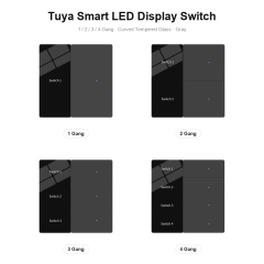 Tuya Smart LED Display Switch Series - 4 Gang, WiFi or ZigBee, Dimmer & Curtain Controllers | GEL
