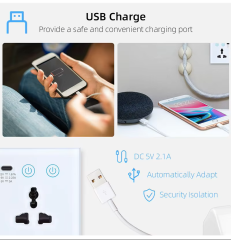 Tuya WiFi Smart Wall Socket 20A Double Outlet with USB-C & USB-A, Tempered Glass Panel, Energy Monitoring | GEL