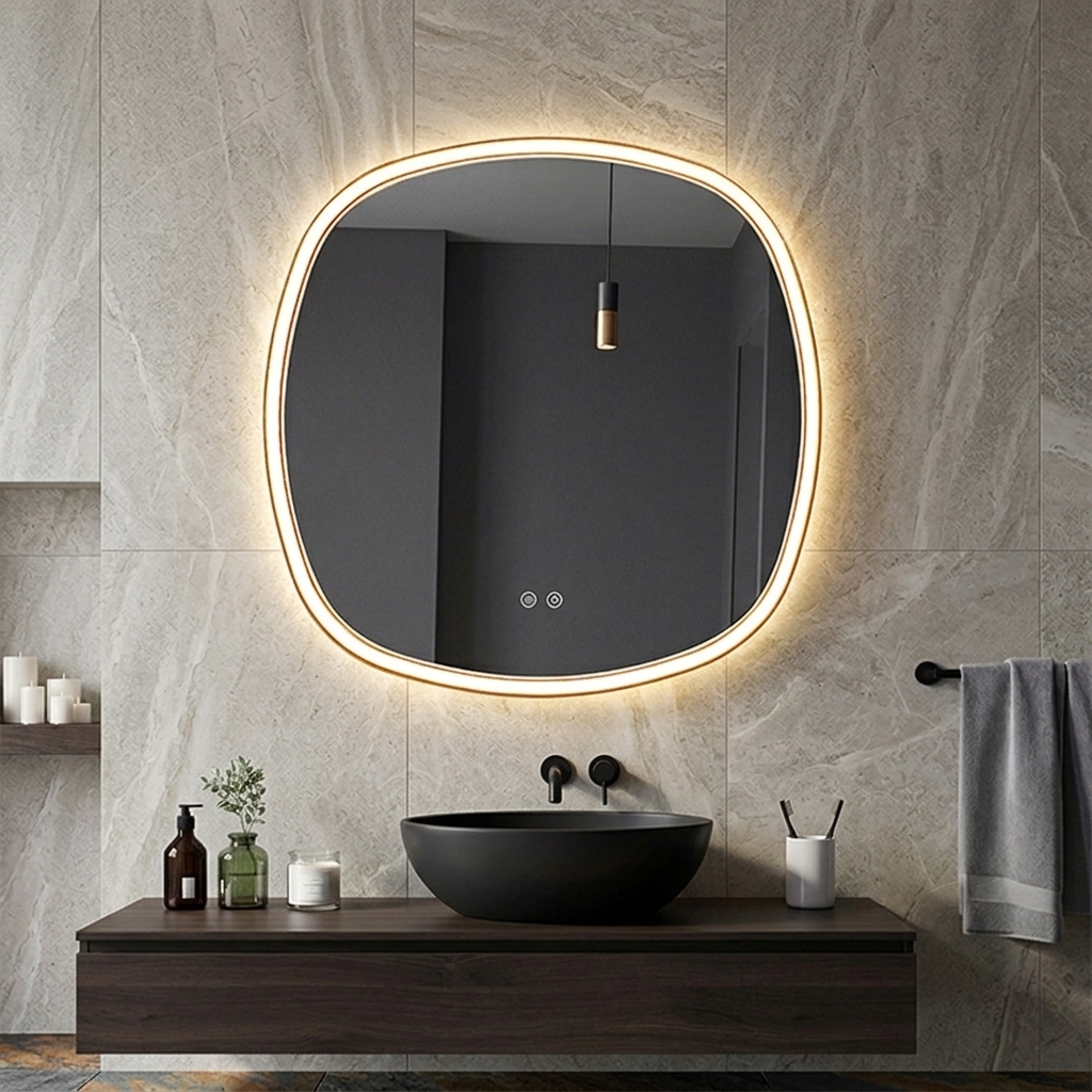 Aluminum Frame Smart Mirror Anti-fog Backlit LED Mirror with Temp Display for Luxury Hotel,Located ,Aluminum Frame Smart Mirror Anti-fog Backlit LED Mirror with Temp Display for Luxury Hotel