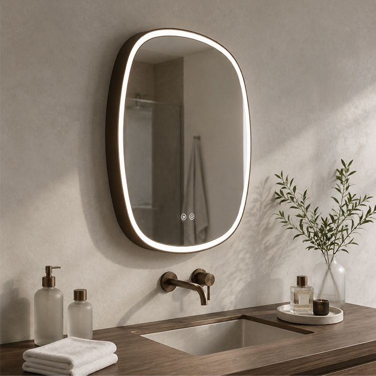 Aluminum Frame Smart Mirror Anti-fog Backlit LED Mirror with Temp Display for Luxury Hotel,Located ,Aluminum Frame Smart Mirror Anti-fog Backlit LED Mirror with Temp Display for Luxury Hotel