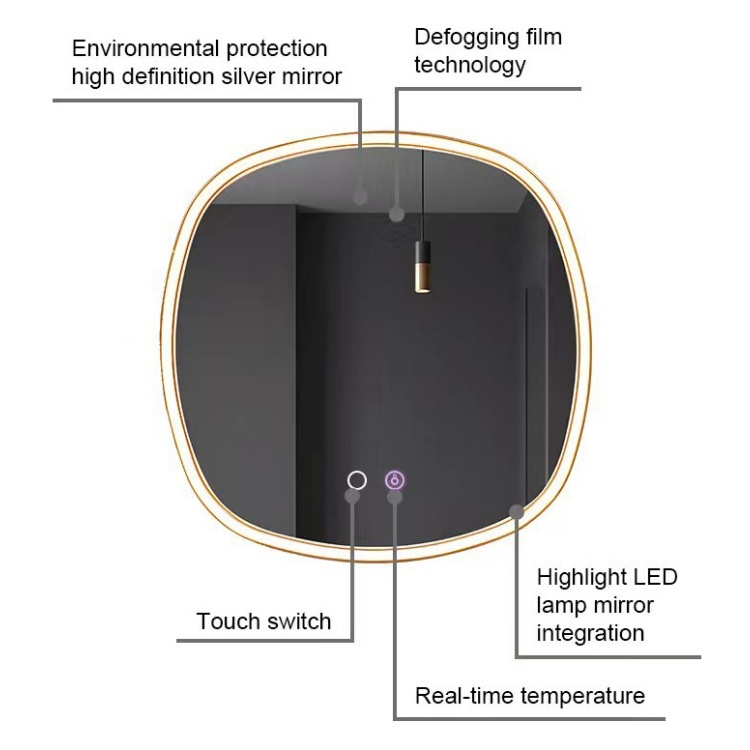 Aluminum Frame Smart Mirror Anti-fog Backlit LED Mirror with Temp Display for Luxury Hotel,Located ,Aluminum Frame Smart Mirror Anti-fog Backlit LED Mirror with Temp Display for Luxury Hotel