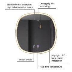 Aluminum Frame Smart Mirror Anti-fog Backlit LED Mirror with Temp Display for Luxury Hotel,Located ,Aluminum Frame Smart Mirror Anti-fog Backlit LED Mirror with Temp Display for Luxury Hotel