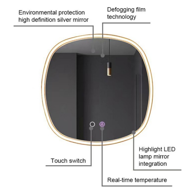Aluminum Frame Smart Mirror Anti-fog Backlit LED Mirror with Temp Display for Luxury Hotel,Located ,Aluminum Frame Smart Mirror Anti-fog Backlit LED Mirror with Temp Display for Luxury Hotel