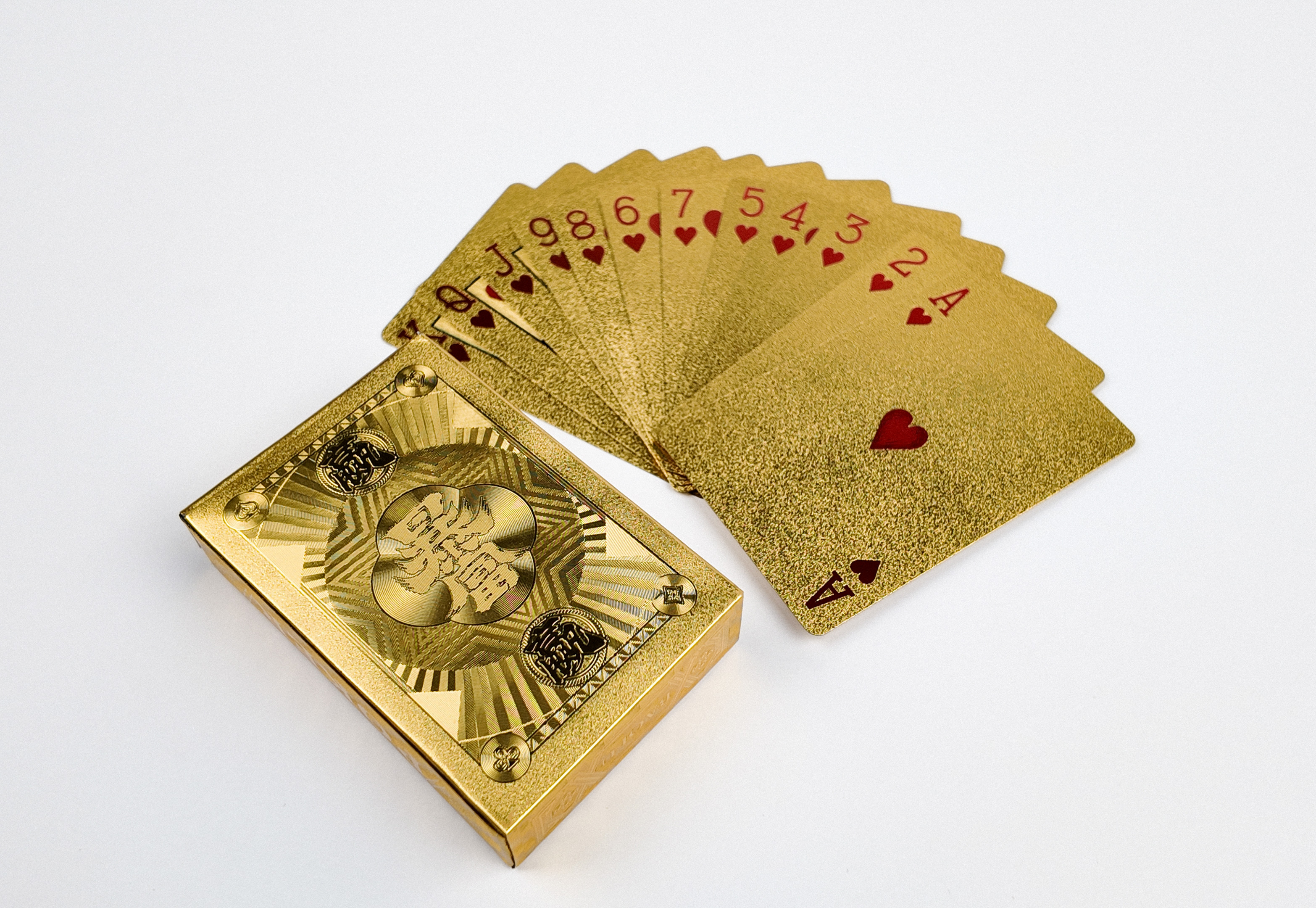 Mazzo di carte da poker con finitura oro in PVC 24K all'ingrosso Carte da stampa personalizzate in Cina