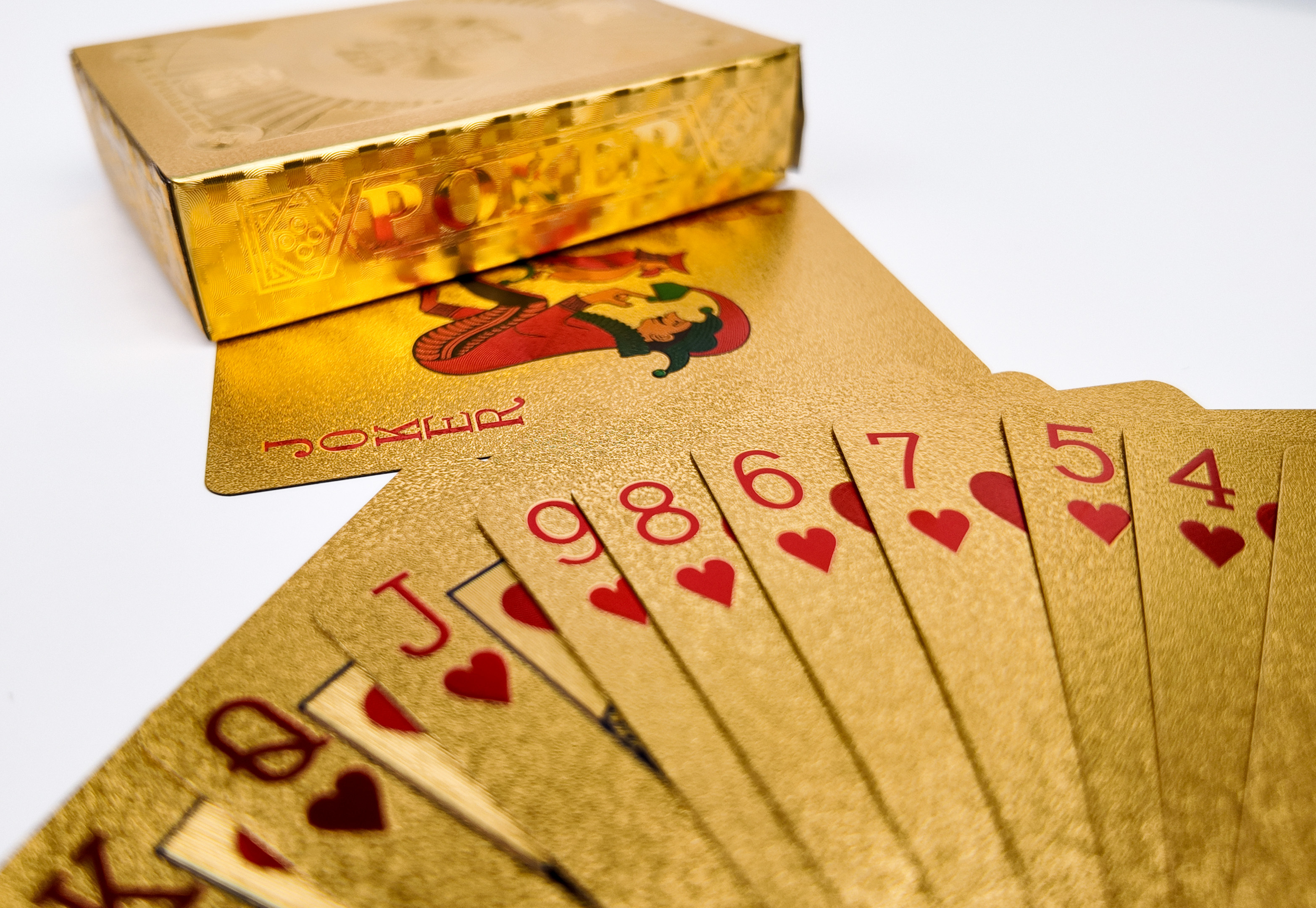 Mazzo di carte da poker con finitura oro in PVC 24K all'ingrosso Carte da stampa personalizzate in Cina