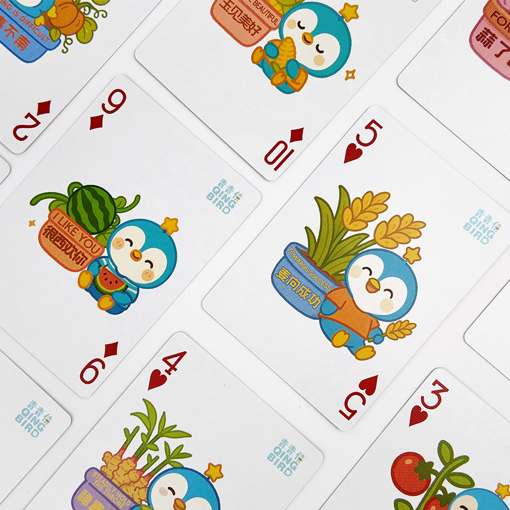 Poker de bande dessinée de conception de logo personnalisé par coutume durable de cartes à jouer