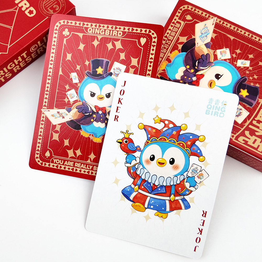 Poker de bande dessinée de conception de logo personnalisé par coutume durable de cartes à jouer