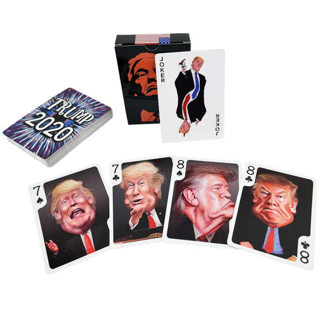 Caricatura engraçada do presidente dos EUA, Donald Trump, cartas de jogar pôquer personalizadas