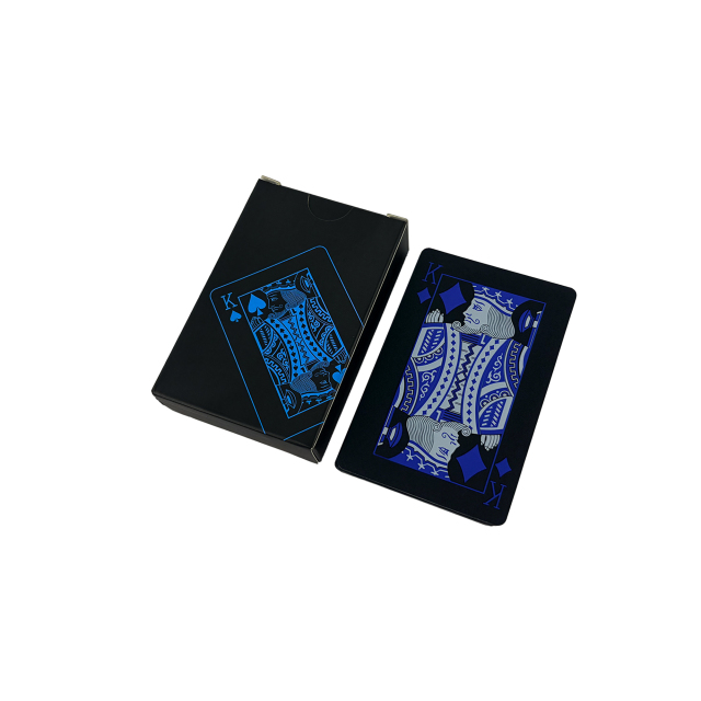 Custom Black PVC Playing Cards — True PVC Waterproof Deck with Royal Blue Foil Finish and Custom Spot-UV Tuck Box for Bars, Outdoor Events & Branded Gifts,Thriwa Poker ,Custom Black PVC Playing Cards — True PVC Waterproof Deck with Royal Blue Foil Finish and Custom Spot-UV Tuck Box for Bars, Outdoor Events & Branded Gifts