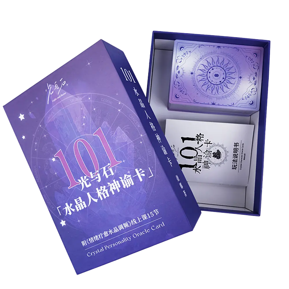 Custom personality oracle cards with guidebook and presentation box