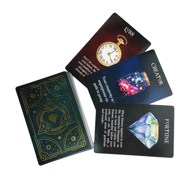 Custom Black & Gold Foil Oracle Cards – OEM Deck Printing,Thriwa Poker ,Custom Black & Gold Foil Oracle Cards – OEM Deck Printing