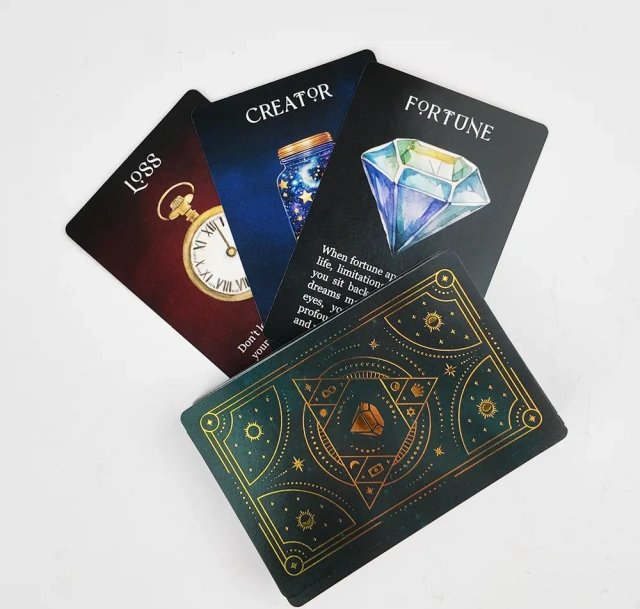 Custom Black & Gold Foil Oracle Cards – OEM Deck Printing,Thriwa Poker ,Custom Black & Gold Foil Oracle Cards – OEM Deck Printing
