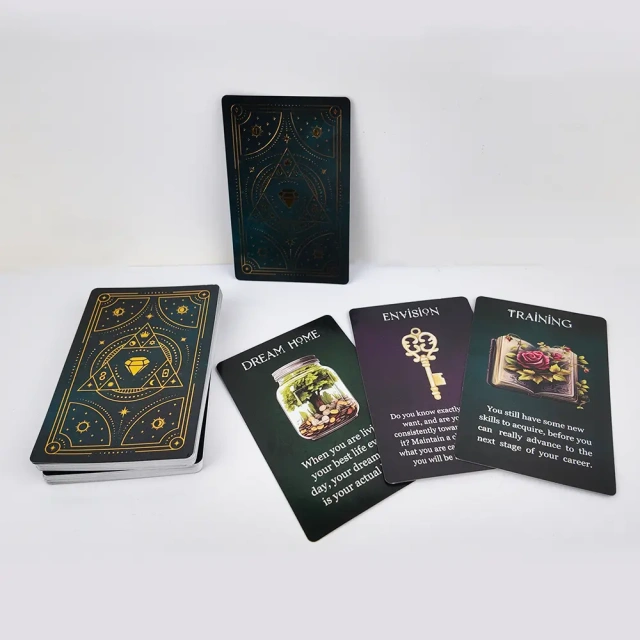 Custom Black & Gold Foil Oracle Cards – OEM Deck Printing,Thriwa Poker ,Custom Black & Gold Foil Oracle Cards – OEM Deck Printing