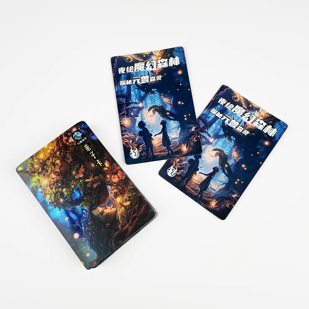 Cartas de jogo interativas Night-Glow Enchanted Forest com cartas ilustradas de t&iacute;tulo e para pais e filhos
