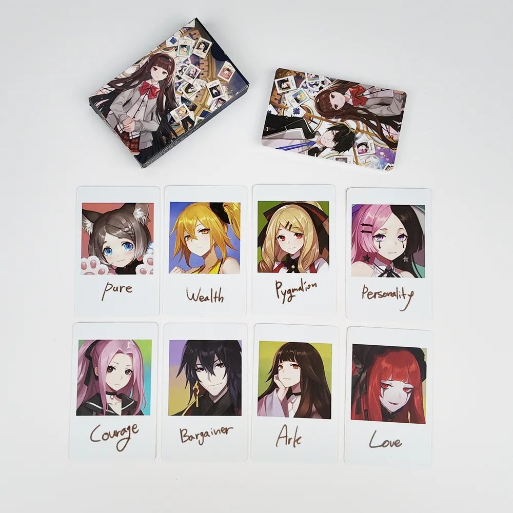 Cart&otilde;es fotogr&aacute;ficos personalizados em PVC estilo Polaroid com caixa ilustrada e verso coordenado