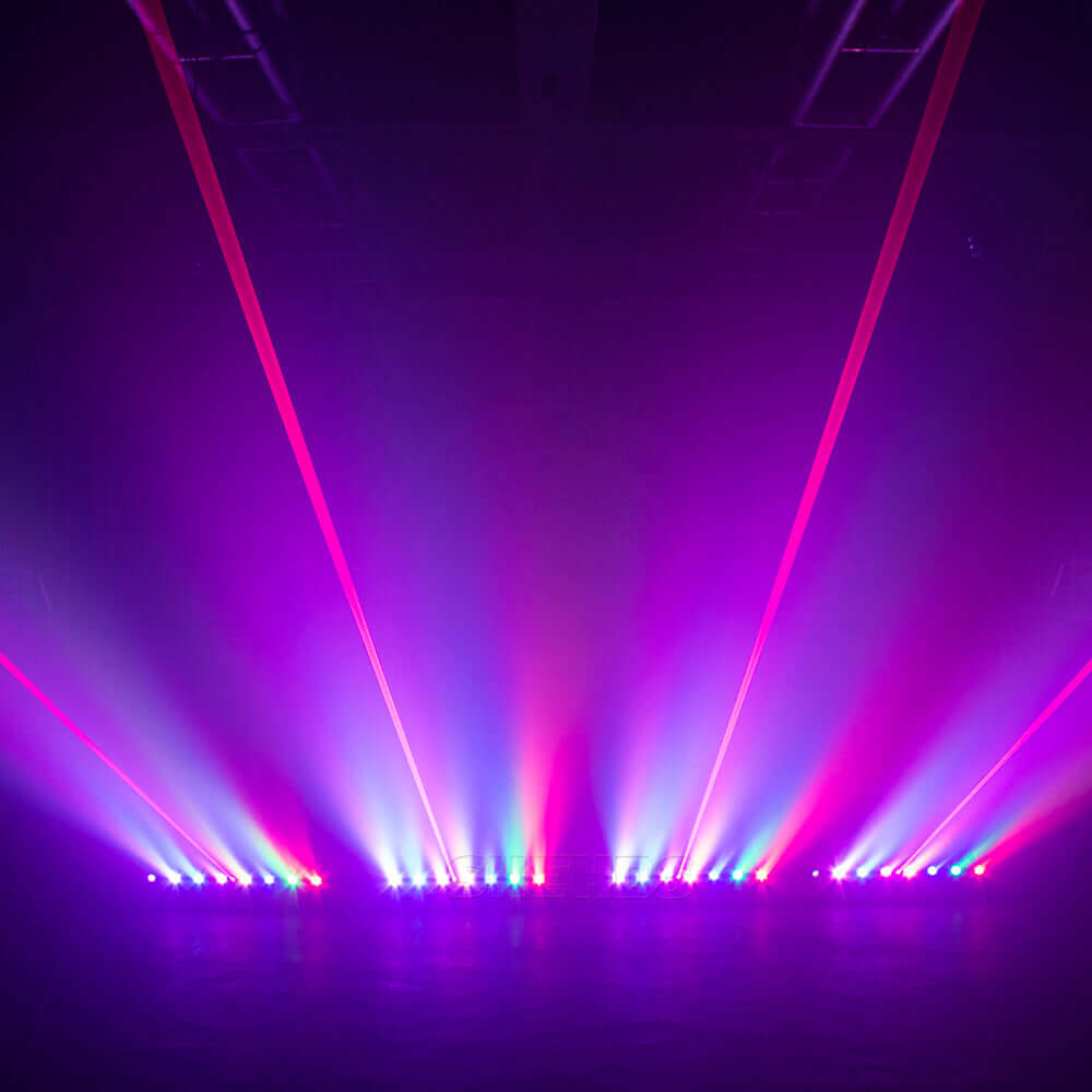 SHEHDS Подвесной прожектор 8 глаз, 8x500 мВт красный лазер с 8x9 Вт RGB Beam