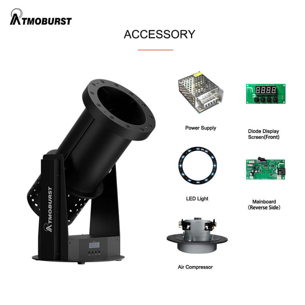 ATMOBURST Машина конфетти 1500 Вт со светодиодами 12x4 Вт RGB регулируемый угол