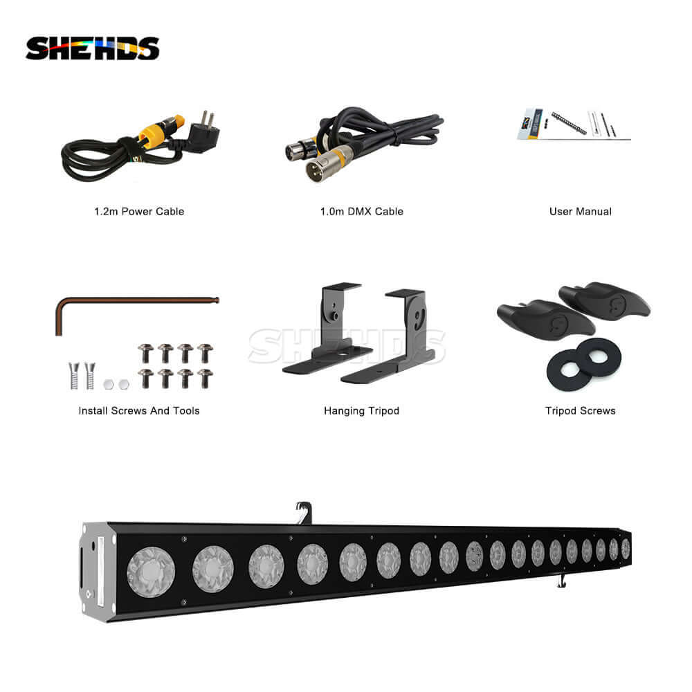 SHEHDS Настенный светодиодный прожектор Wash 18x18 Вт RGBWA+UV с рециркуляцией воздуха для охлаждения