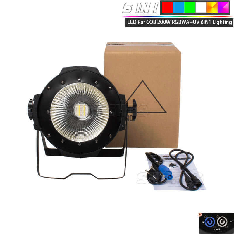SHEHDS Светодиодный COB Blinder Par 200 Вт RGBWA+UV 6in1 со шторками