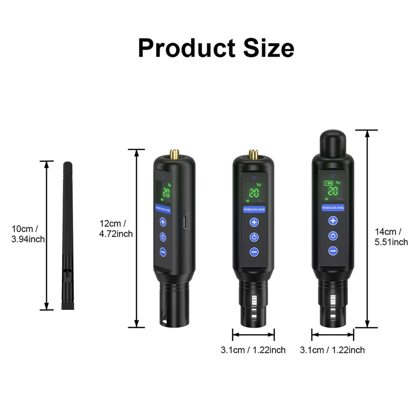 Беспроводной передатчик и приёмник DMX 512 2.4G с аккумулятором и OLED-сенсором для сценического света