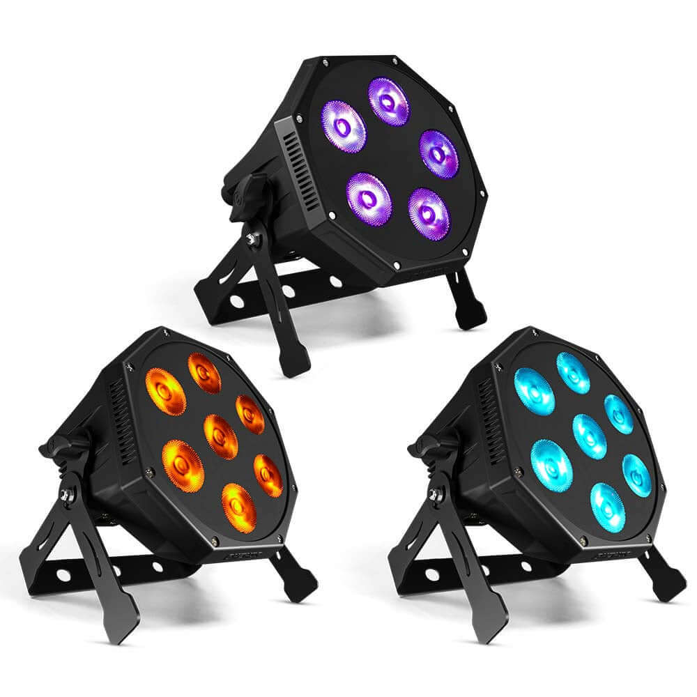 Серия светодиодных прожекторов GlamoPar 5x12 Вт / 7x12 Вт 6in1 смешивание цветов с интеллектуальным контролем температуры