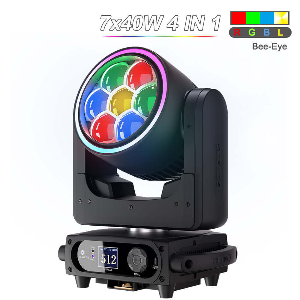 SHEHDS Светодиодный подвесной прожектор Bee Eye 7x40 Вт с зумом и Wash RGBW/RGBL/RGBLAC