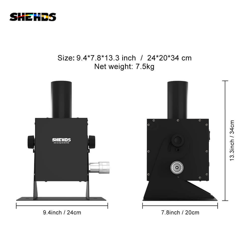 SHEHDS Машина CO2-струя с светом 12x3 Вт RGB 3in1 – регулируемый угол 90°