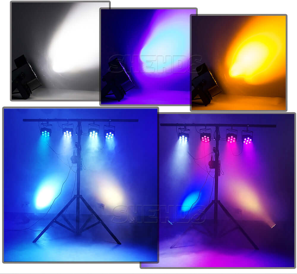 SHEHDS Тихий тонкий светодиодный Par-свет 7x18 Вт RGBWA+UV
