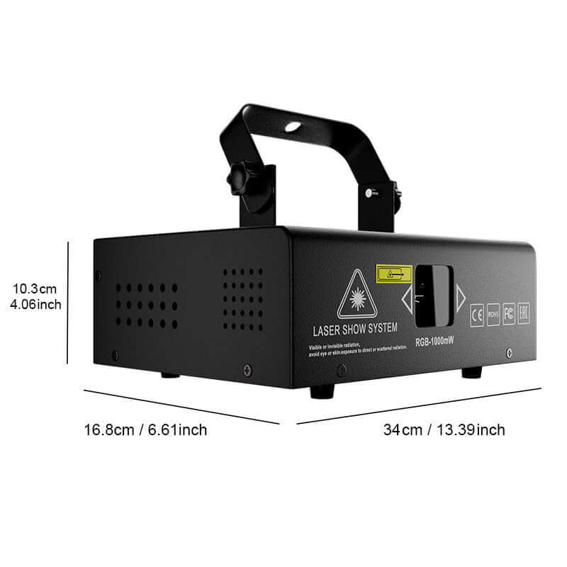 SHEHDS Управляемый через приложение лазерный проектор 1 Вт RGB – двойная анимация узоров, совместим с DMX