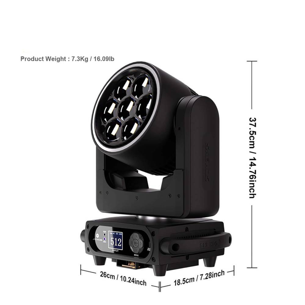 SHEHDS Светодиодный подвесной прожектор Bee Eye 7x40 Вт с зумом и Wash RGBW/RGBL/RGBLAC