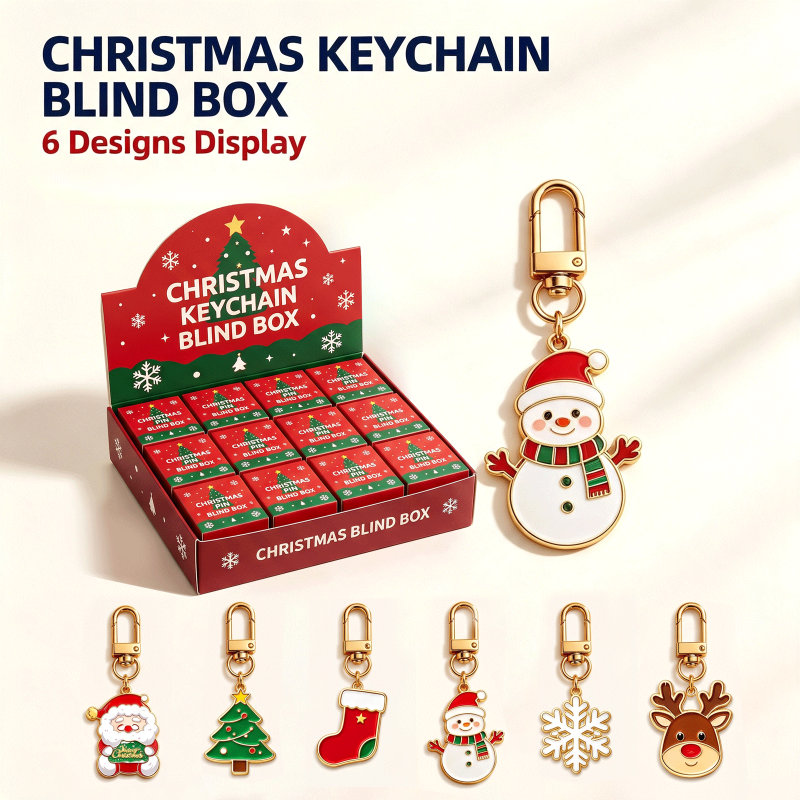 Fast Design Metal Merry Christmas Tree Keychain Christmas Gift Bag Charms with Blind Box